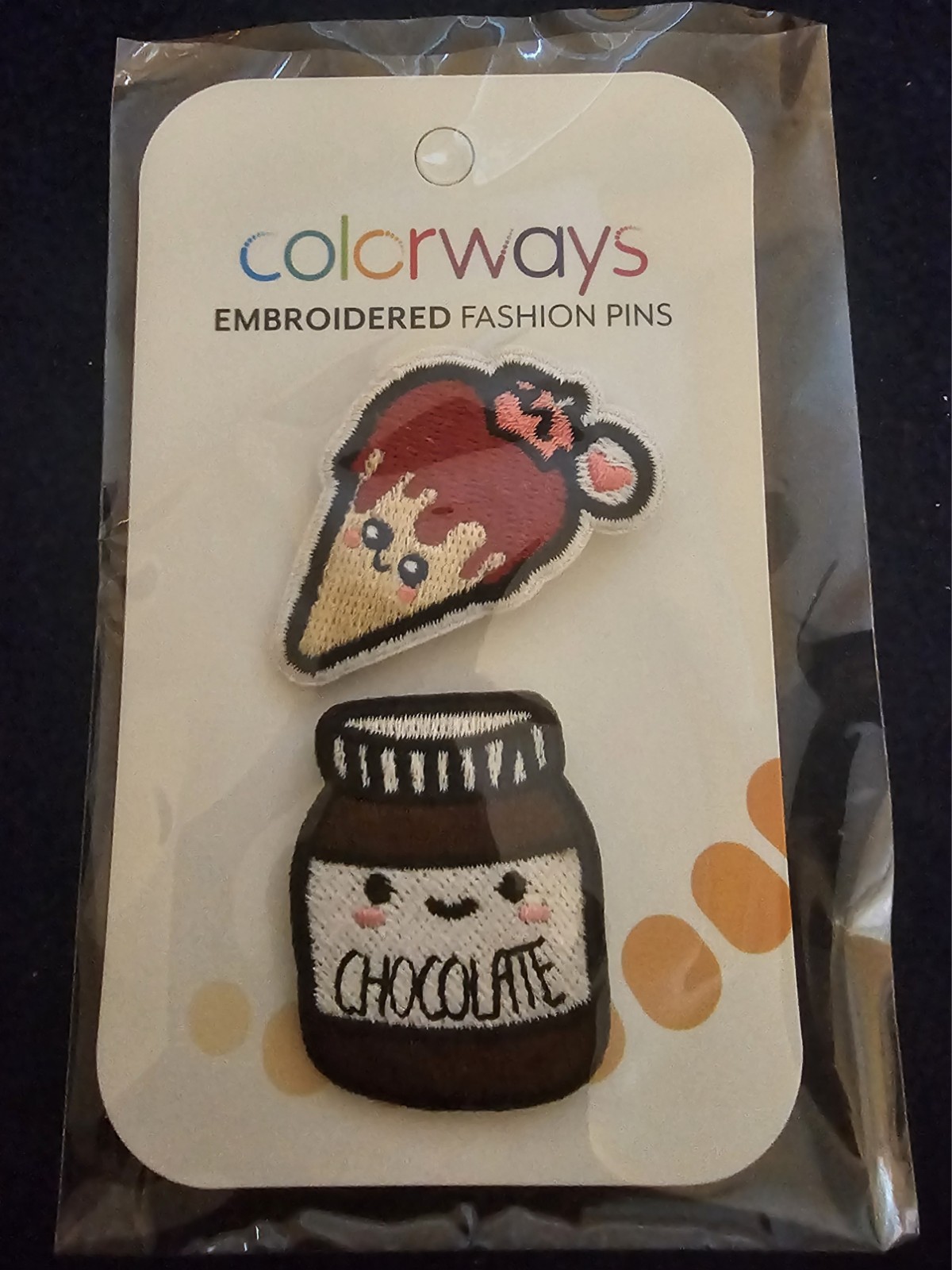 Colorways Embroidered Fashion Pins Ice Cream Cone & Chocolate Jar