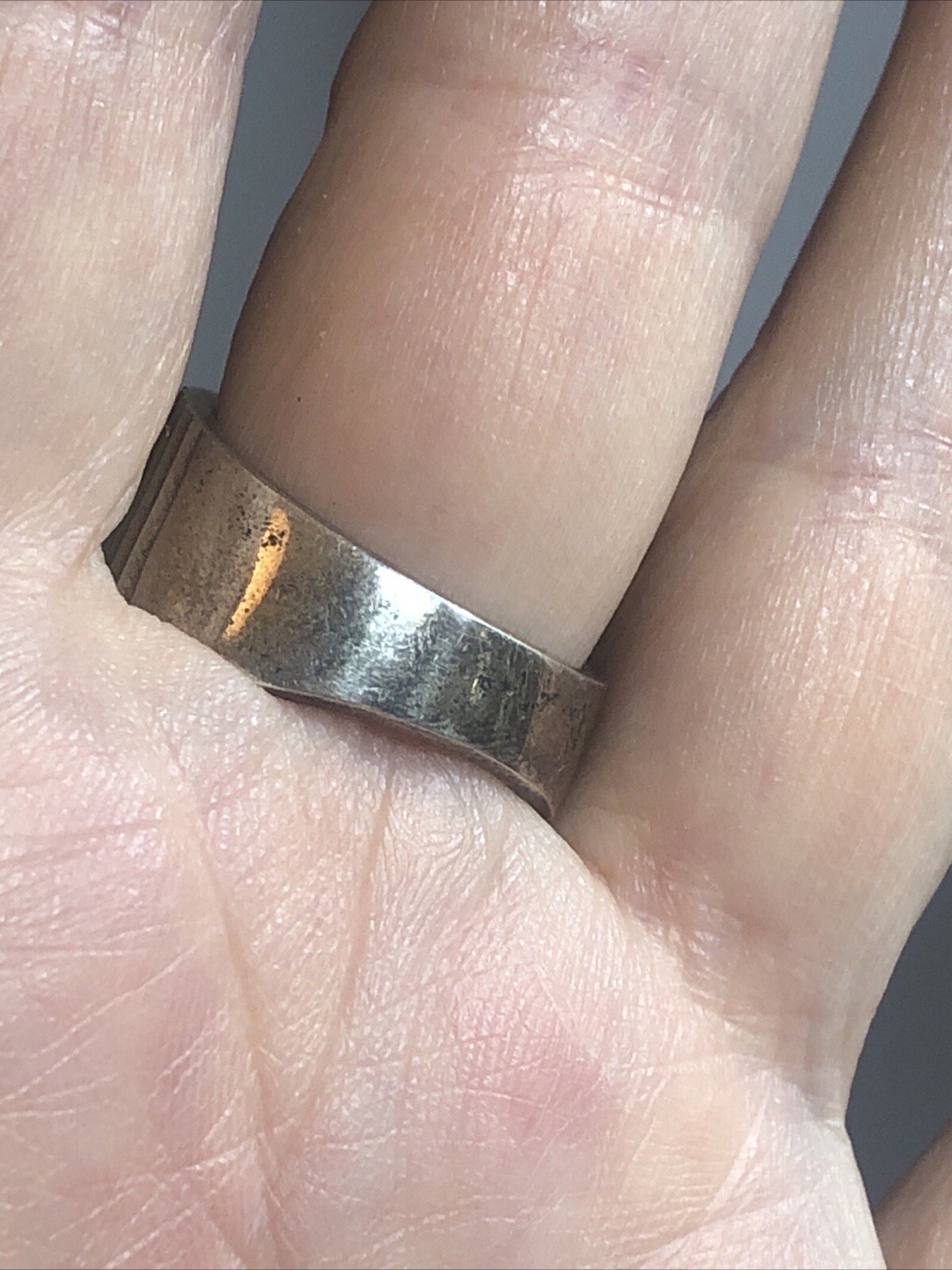 4. Vintage SU 925 Sterling Silver Wide To Narrow Ribbed Ring 7.75s, 13.2g Mexico