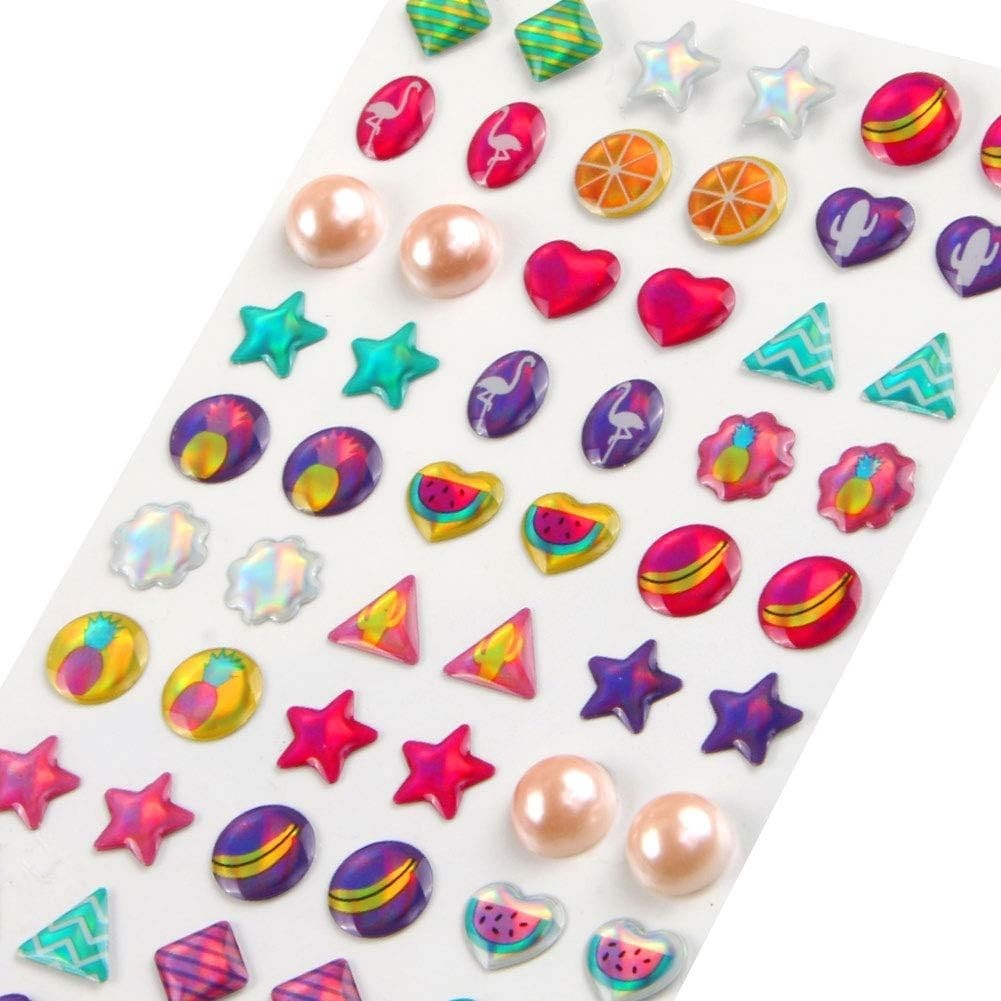 Colorful Self-Adhesive 240-Piece Sticker Earrings – Perfect for Kids Parties
