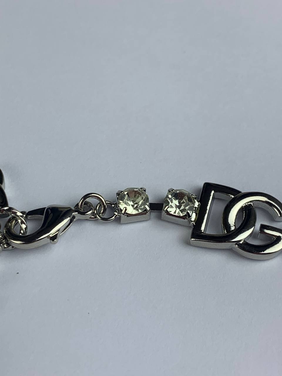 Dolce & Gabbana Silver Rhinestone Y2K Chain Link Bracelet
