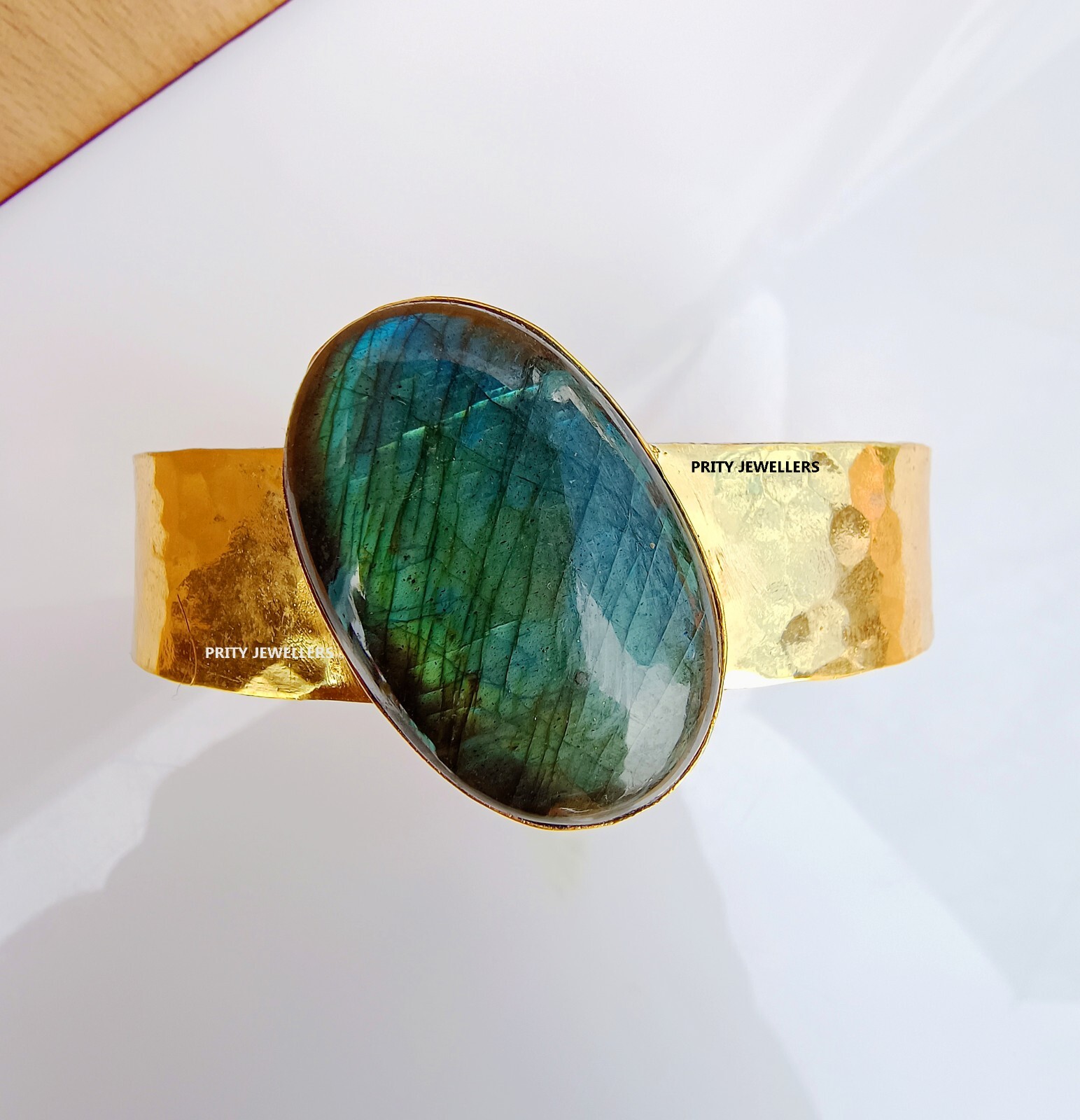 Natural Labradorite Gold Plating Bangle, Beautiful Handmade Bangle