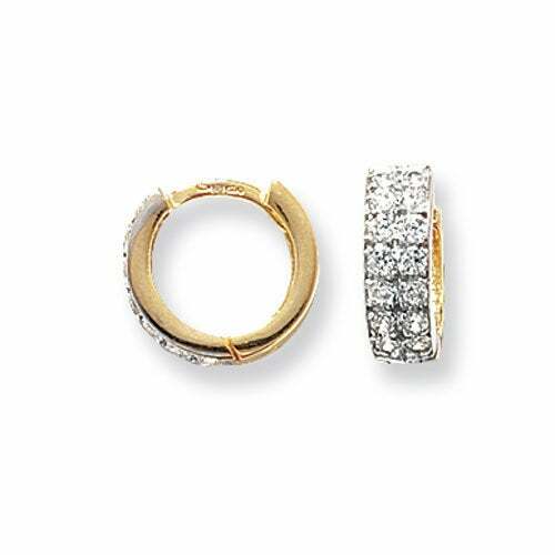 Genuine 9CT Yellow Gold Earrings HINGED CZ EARRINGS 2.2 Grams Gold Hoop Earrings