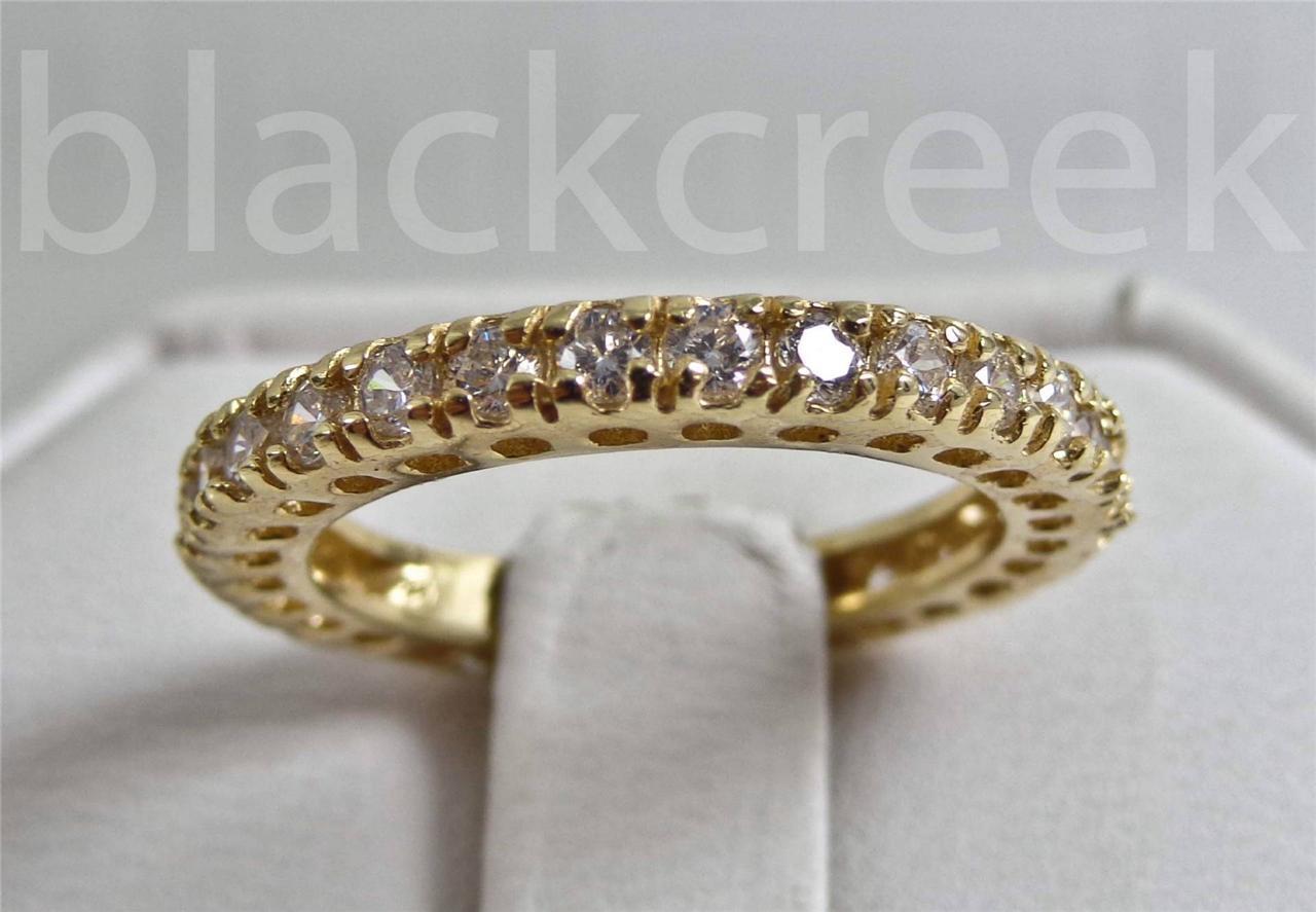 White C.Z.~ Eternity~Yellow Gold Plated sterling silver~Ring/Band ~Size 6 to 10