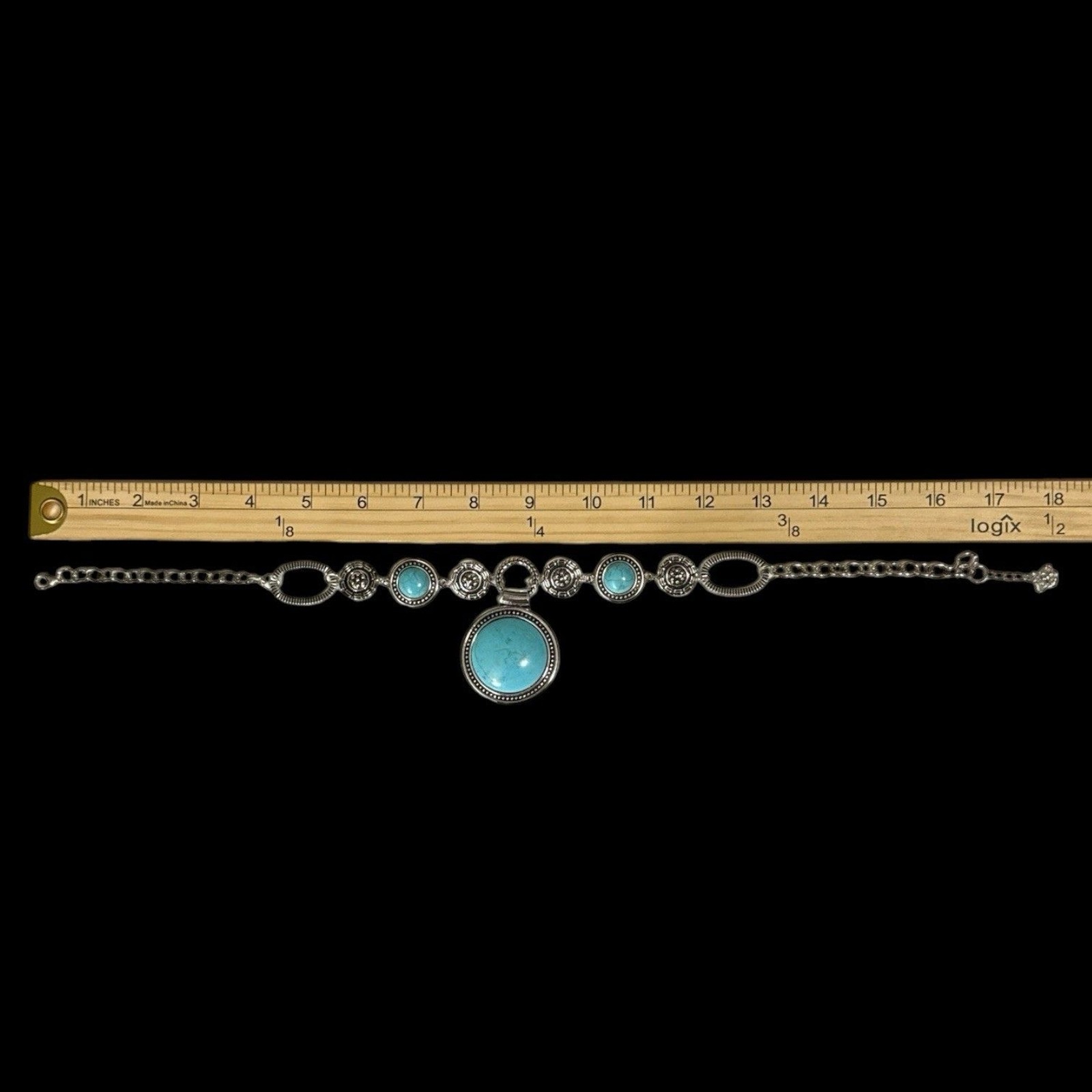 NWT Paparazzi Turquoise Silver Tone Statement Necklace Earring Set 18″