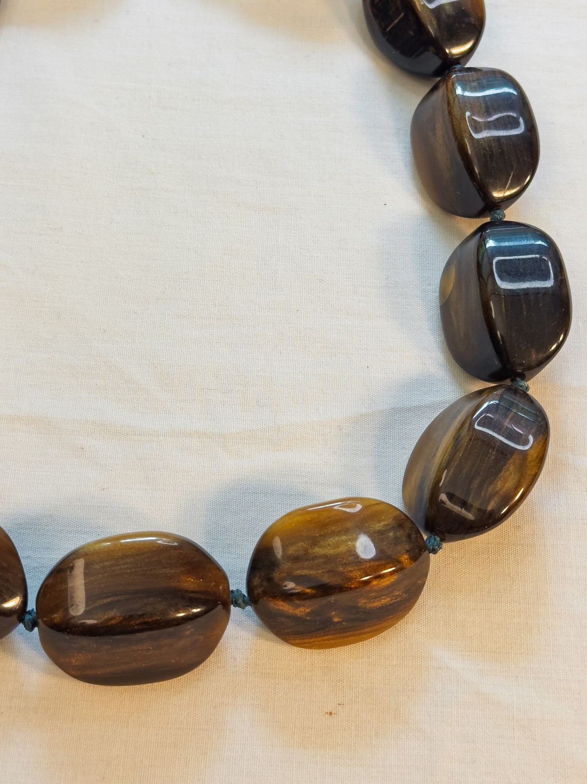 Banana Republic Chunky Tiger’s Eye Lucite Beaded Necklace on Knotted Cord