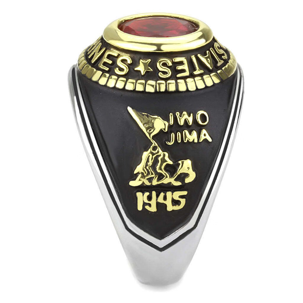 TK3723 – Two-Tone IP Gold (Ion Plating) Stainless Steel Ring with Synthetic Synt