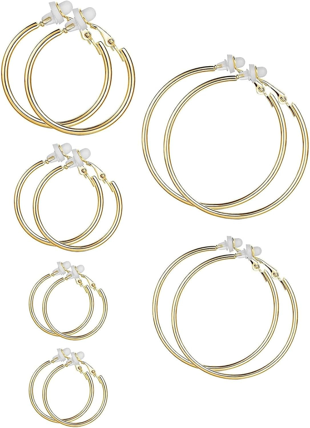 Clip on Hoop Earrings Hoop Gold Earrings Non Piercing Earrings Set for Women