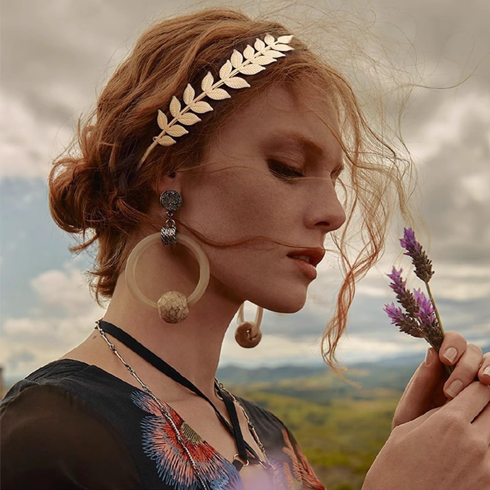 3 Pcs Gold Color Leaf Headbands Baroque Vintage Golden Olive Medium,