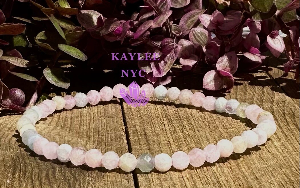 Wholesale 6 Pcs Natural Morganite 4mm Faceted 7.5” Stretch Bracelet