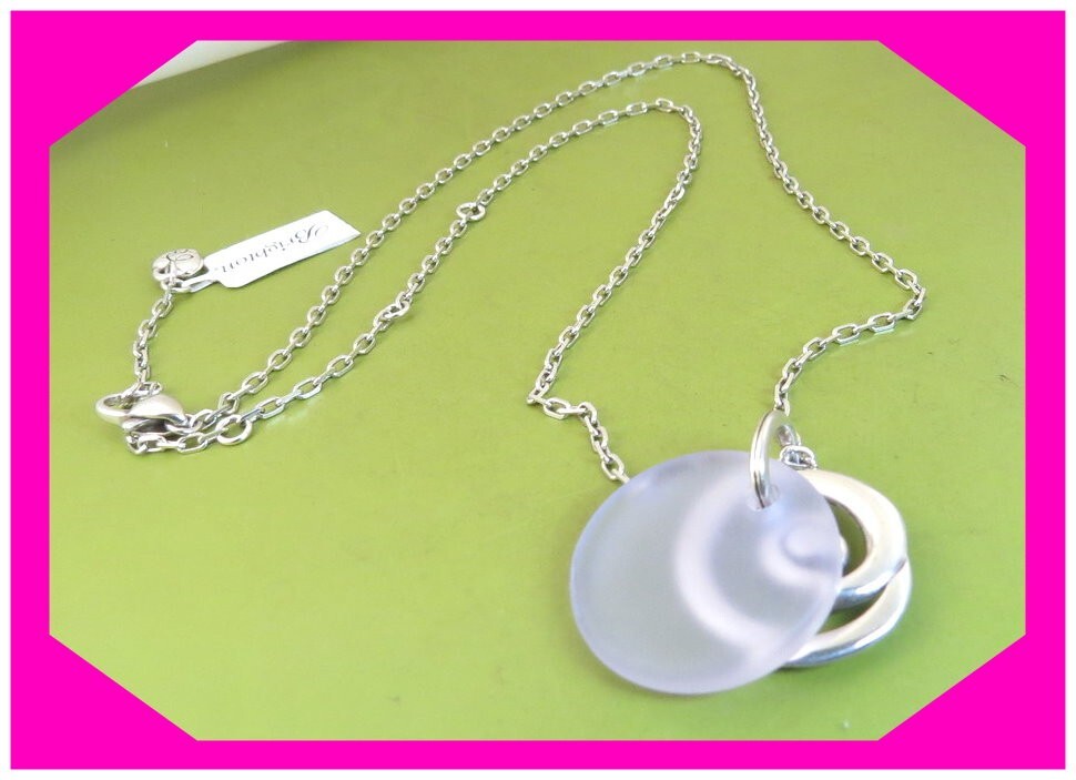 BRIGHTON CONTEMPO GLASS CANDY PURPLE Silver Reversible NECKLACE NWtag $68 60%