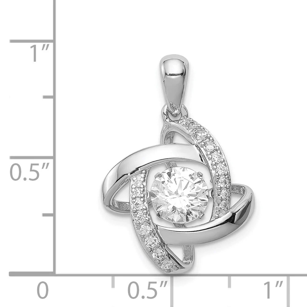 Sterling Silver Platinum-Plated Vibrant CZ Pendant