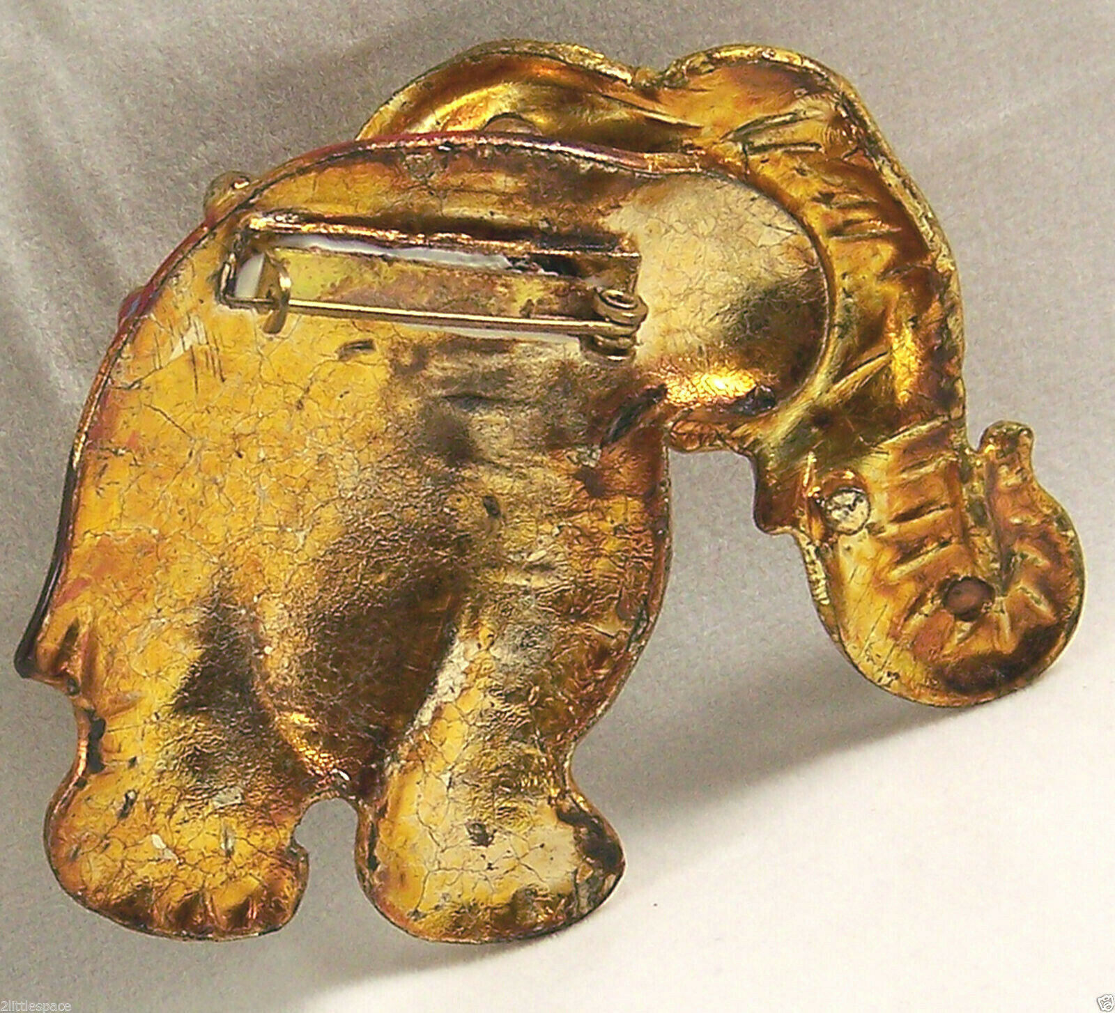 Elephant Animal Pin Colorful Hand Painted Metallic Plastic Brooch