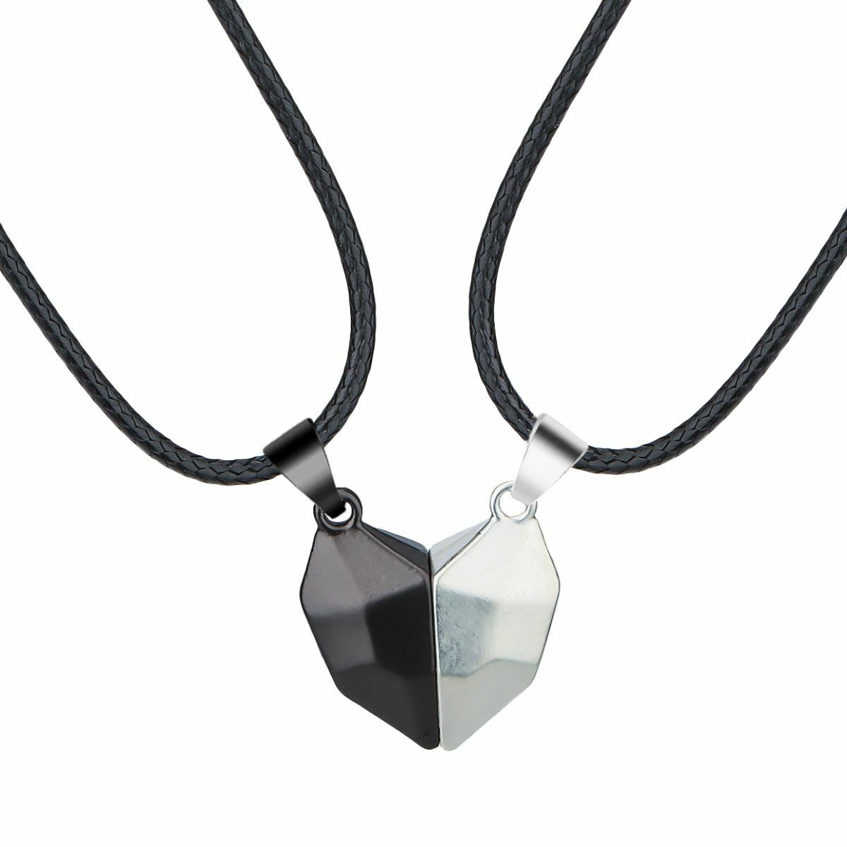 2pcs Magnetic Couple Necklace Heart Friendship Matching Pendant Jewelry Set Gift