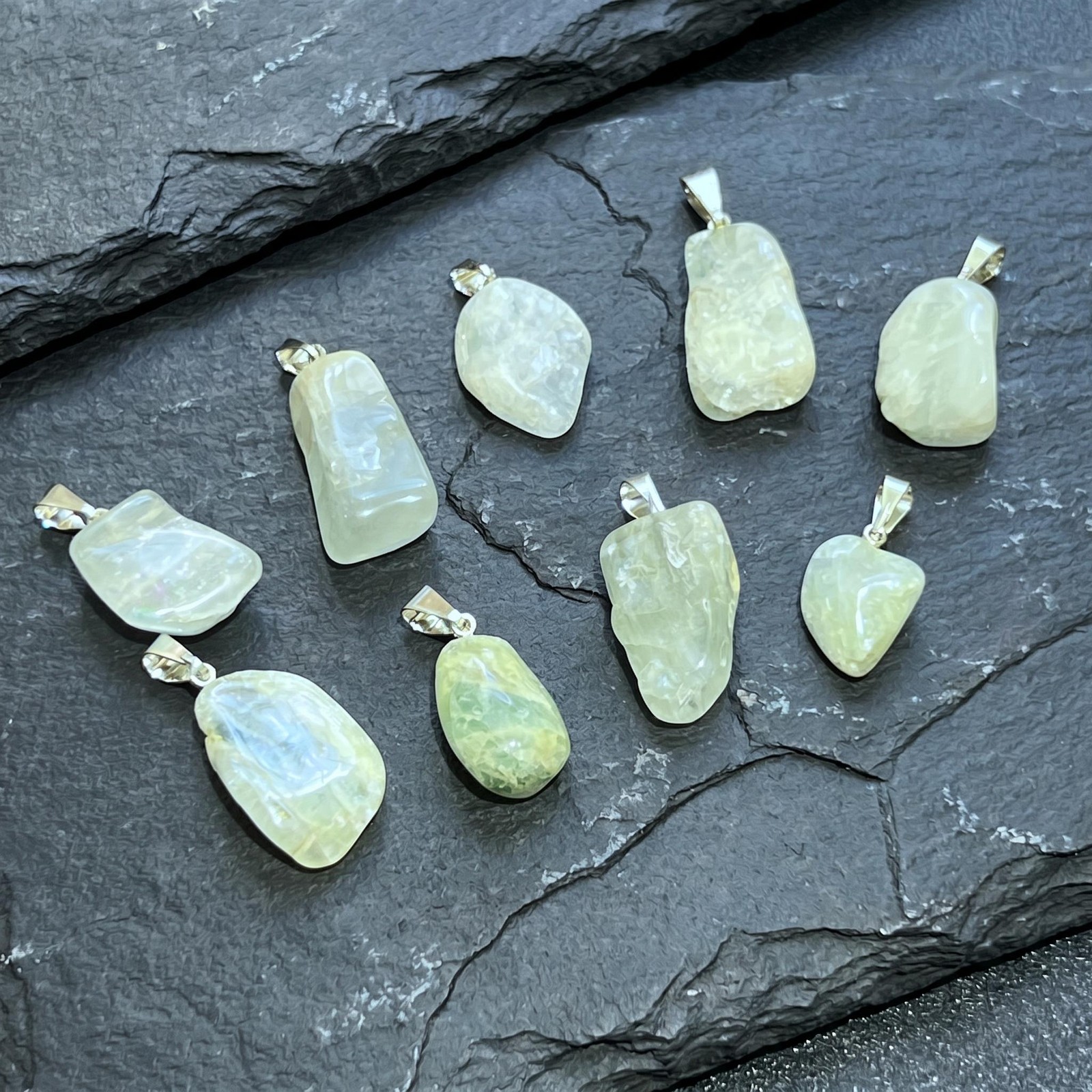 Blue Aquamarine Tumbled Crystal Pendant (Silver Bail) Genuine Brazil Mineral