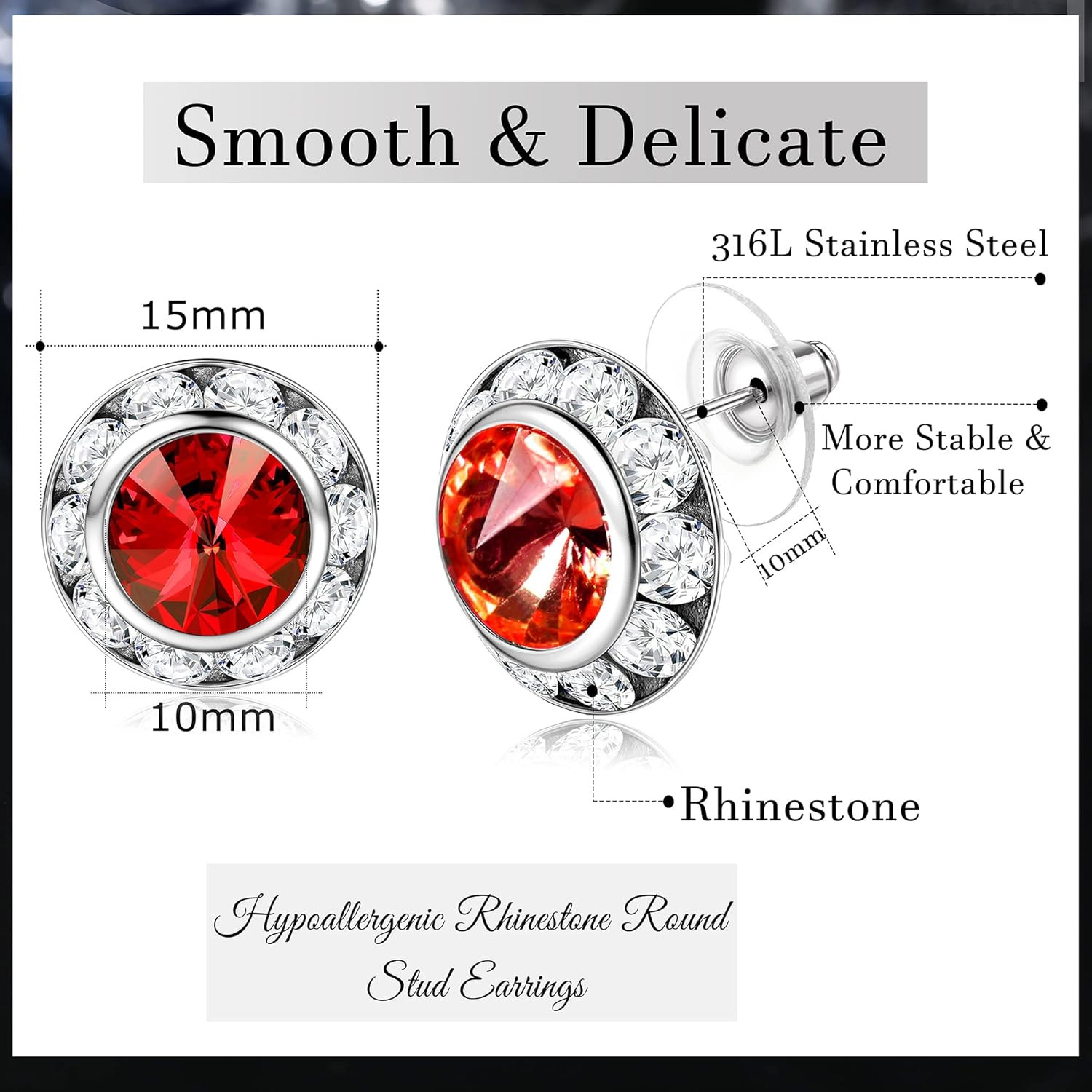 6/12 Pairs Hypoallergenic Dance Competition Earrings for Women Acrylic Halo Crys