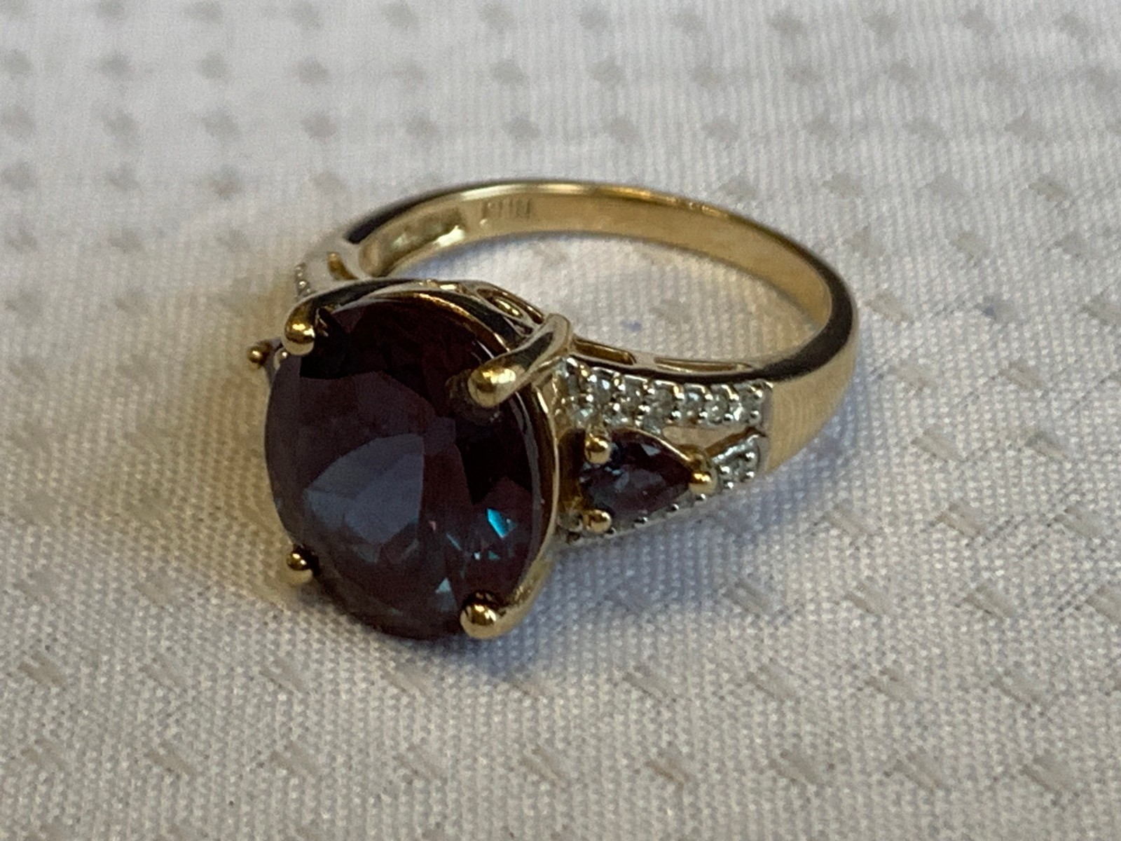 10K Yellow Gold Ring 4.62g Jewelry Size 7 Band Alexandrite Look Stone *READ*
