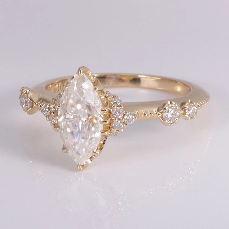Wedding Womens Ring Sterling Silver Moissanite Gemstone Ring Handmade Ring