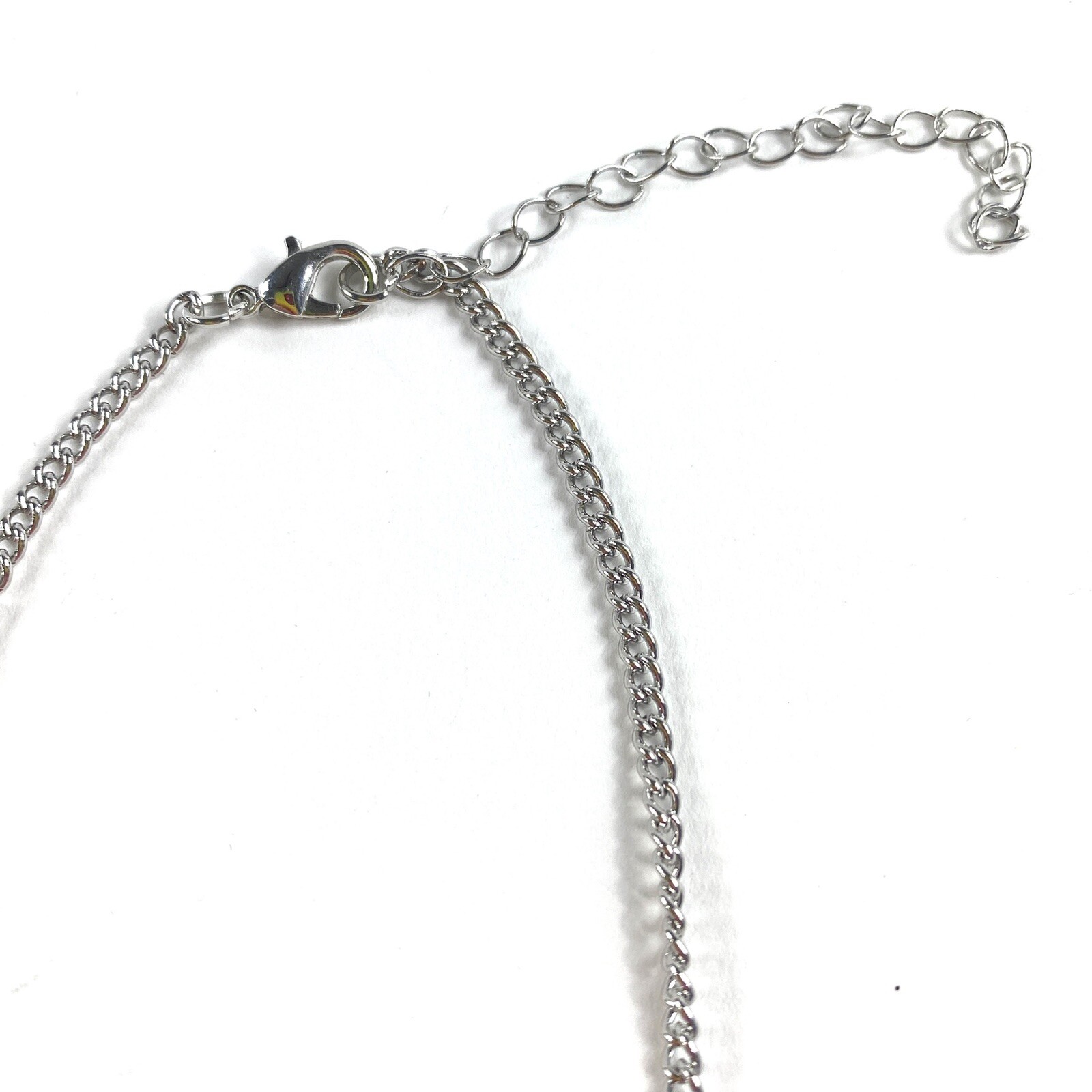 Toni 20×20 mm Composite Black Howlite Silvertone Pendant Long Chain Necklace