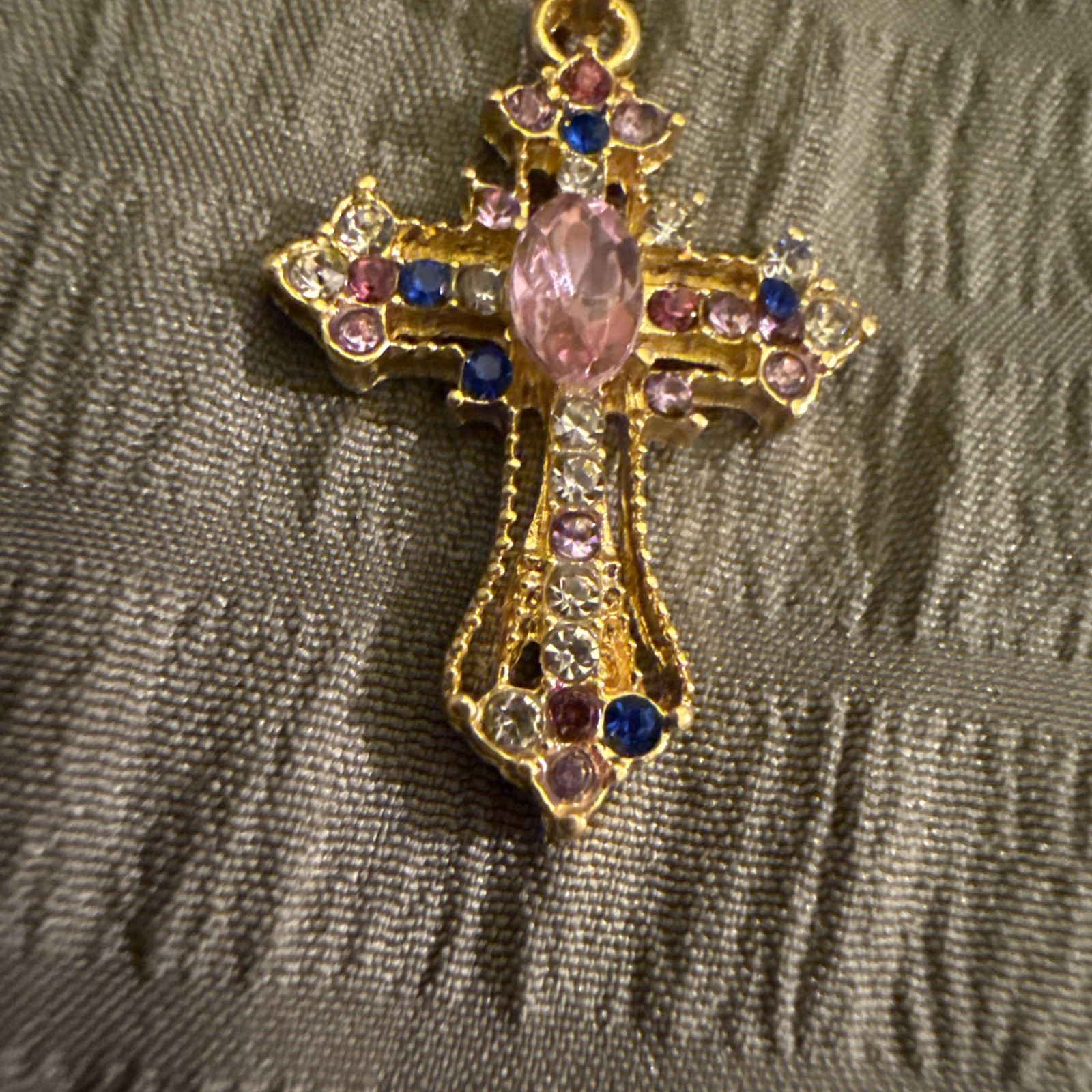 Exquisite & Stylish Titanium Steel Multi Colors Cubic Zirconia Cross Necklace