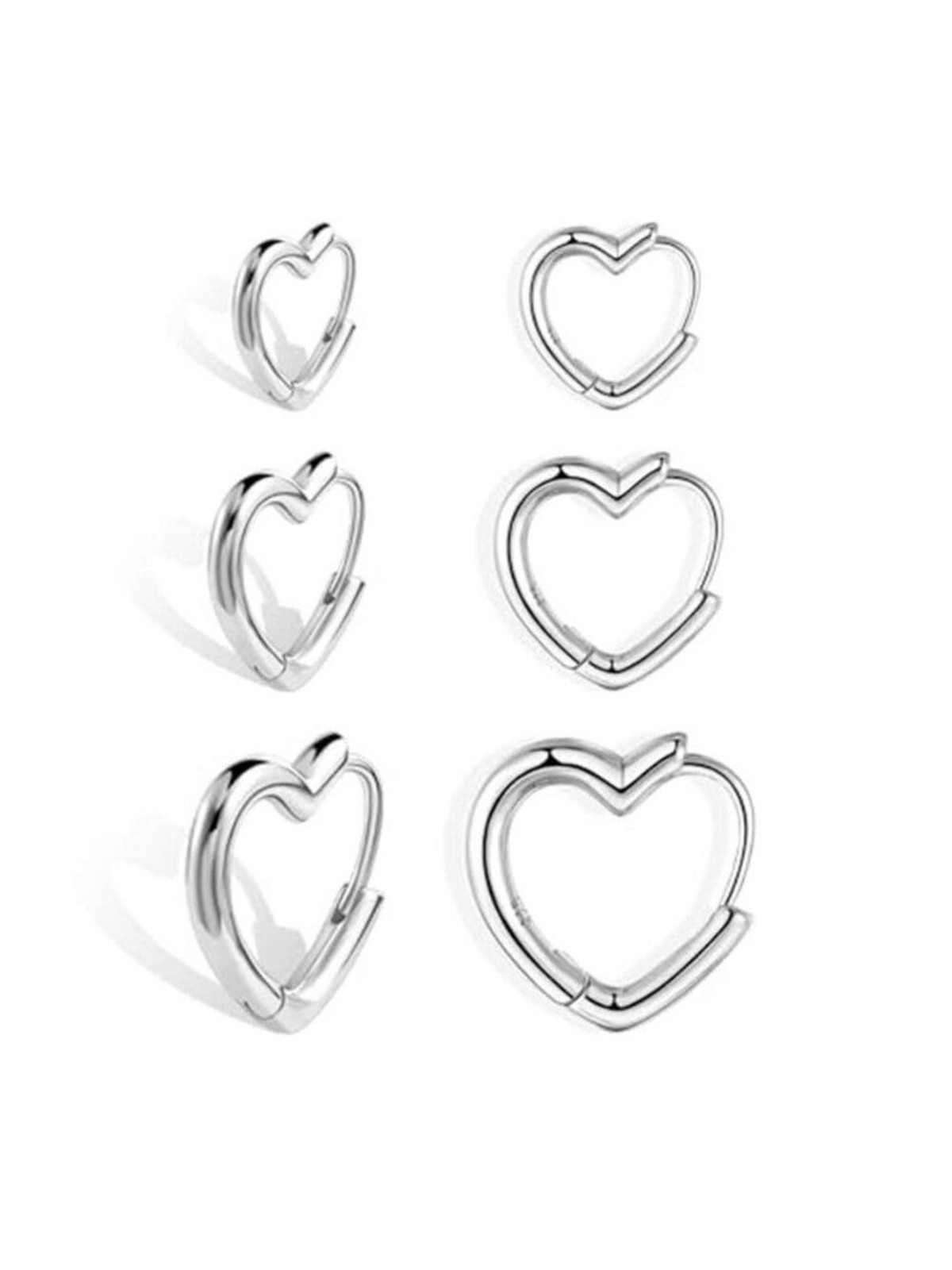 925 Sterling Silver 3 Pairs Heart Earrings Set for Women 14K Gold Plated Hoops