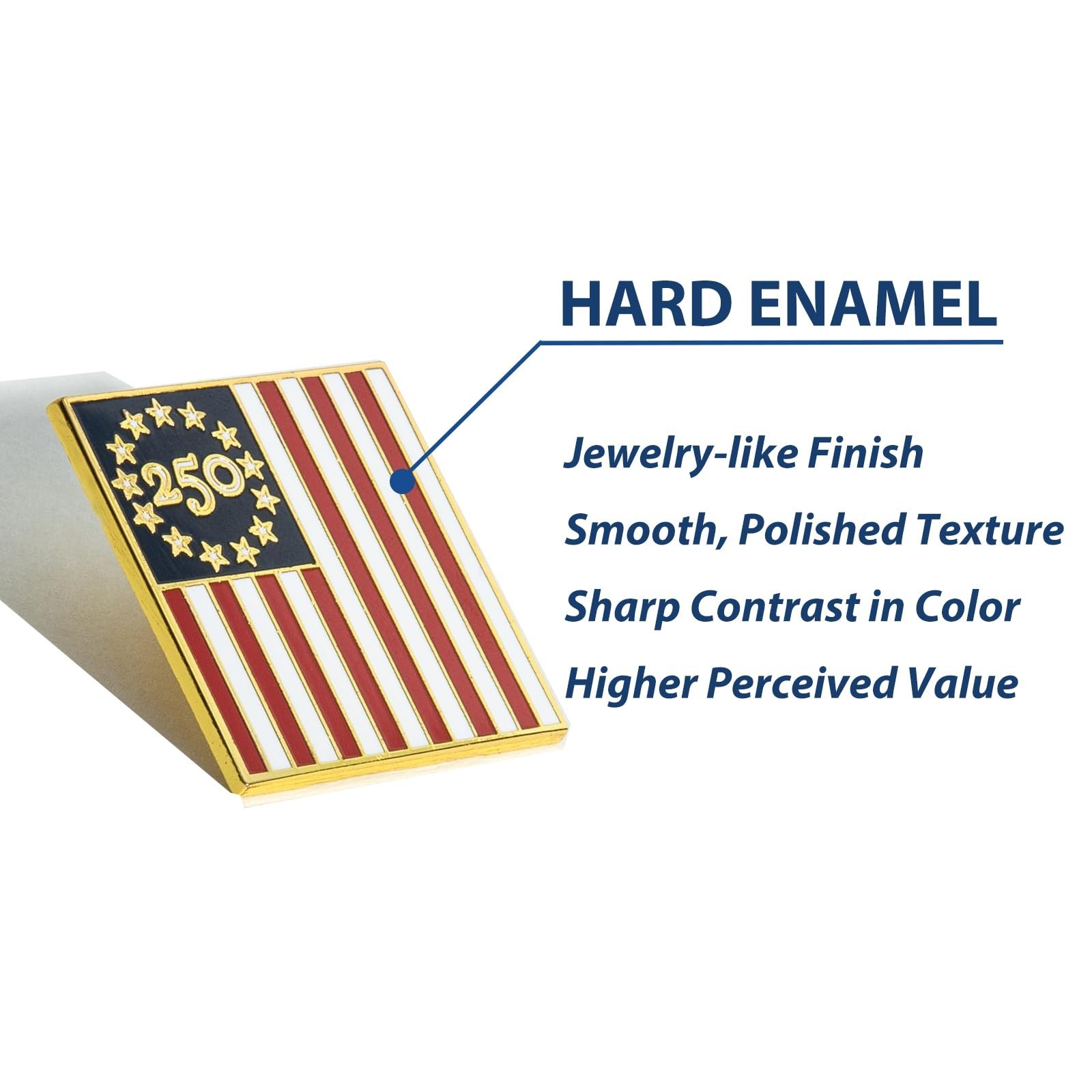 250th Anniversary Enamel Pins Set – Patriotic 1.25″ Hard Enamel Lapel Badges, Ju