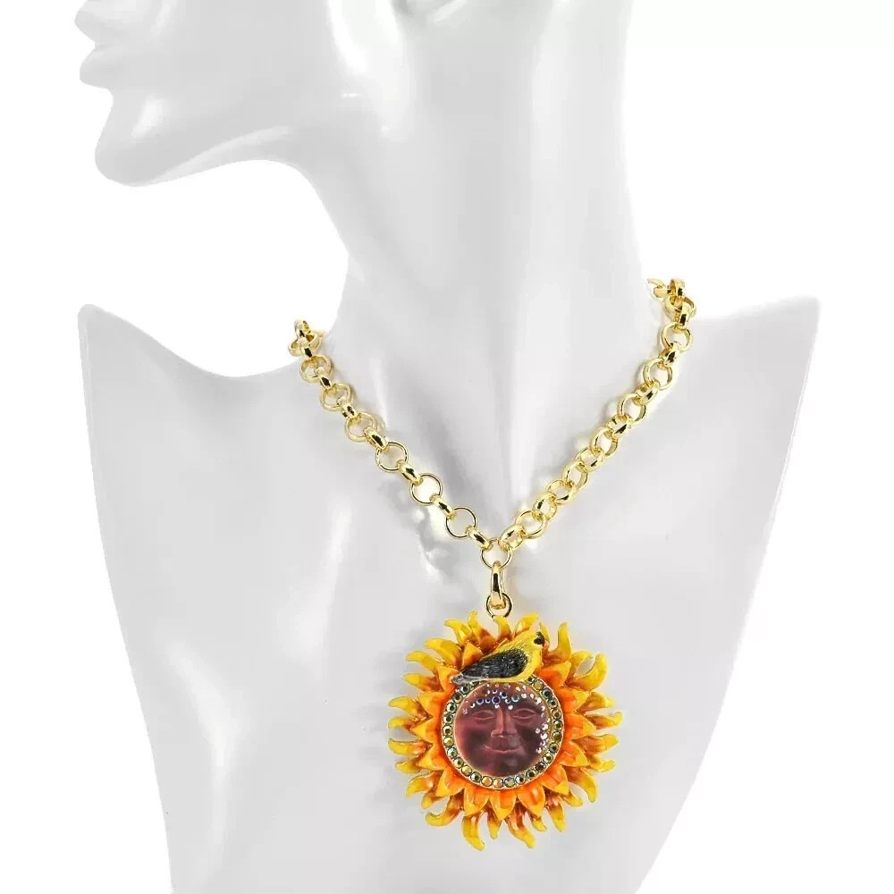 Kirks Folly Sunflower Goddess Illusion Seaview Moon Open Ring Charm Necklace