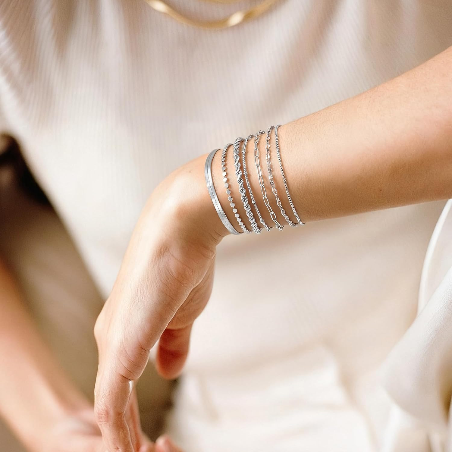 6/7Pcs 16K Gold Plated Bracelets for Women Trendy, S925 Silver Plated Bracelet S