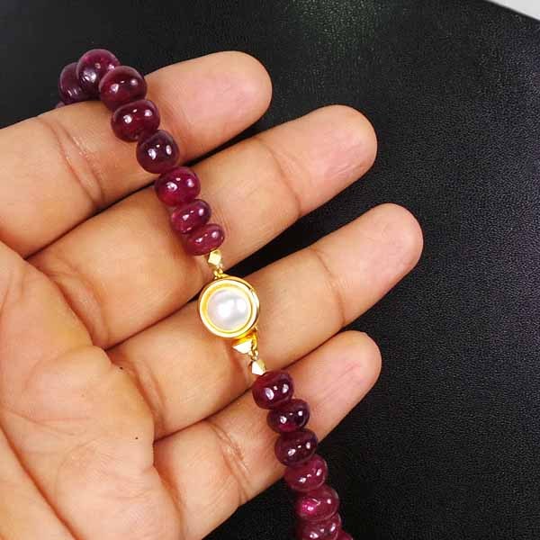 630 CTS NATURAL AFRICAN RUBY BRAZILIAN EMERALD CAB BEADED NECKLACE 21″ W PENDANT