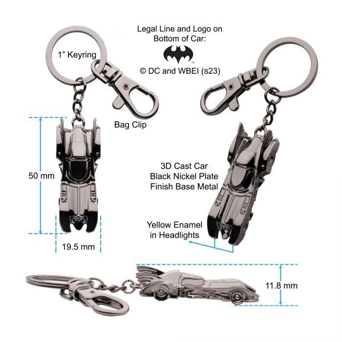 DC Comics The Flash Worlds Collide Collectible Batmobile 3D Keychain, 2cm x 5cm