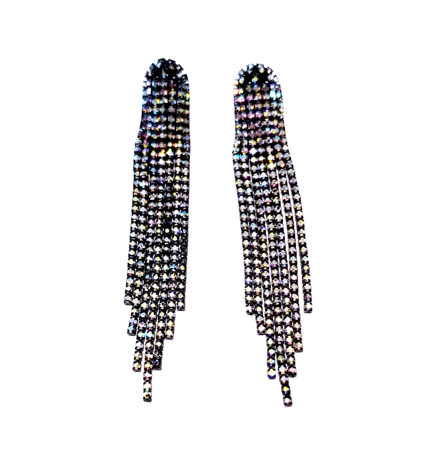 Chandelier Drop Dangle Earrings Rhinestone Crystal 3.6 inch AB Iridescent