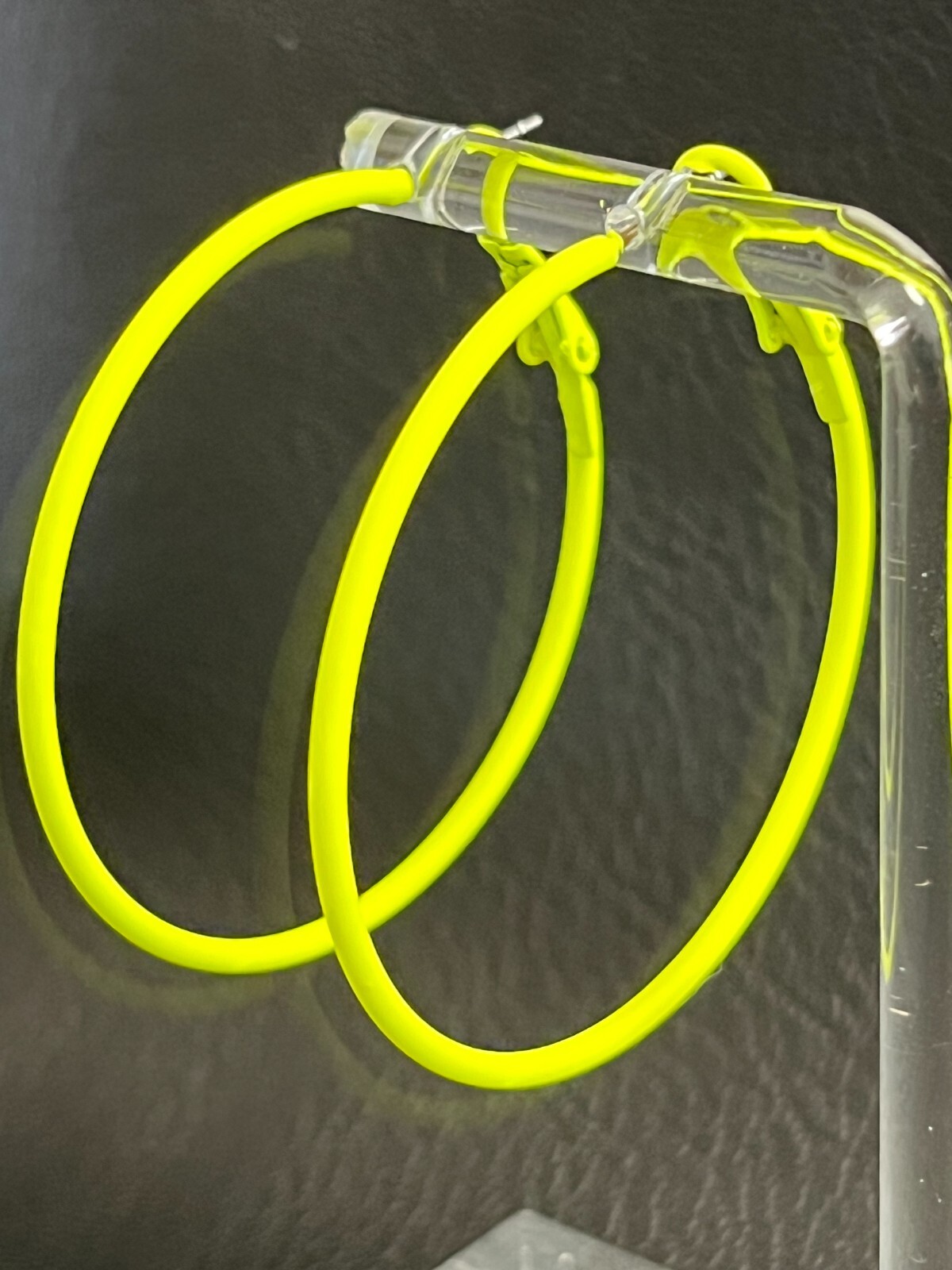 FUN NEW PAIR WOMEN’S HOOP EARRINGS 45MM BRIGHT YELLOW