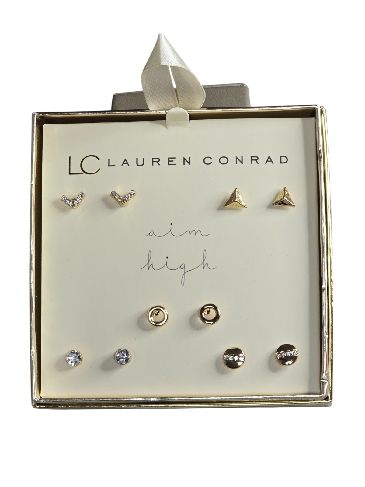 LC Lauren Conrad Women’s Trendy Stud Earrings Gift Box Aim High