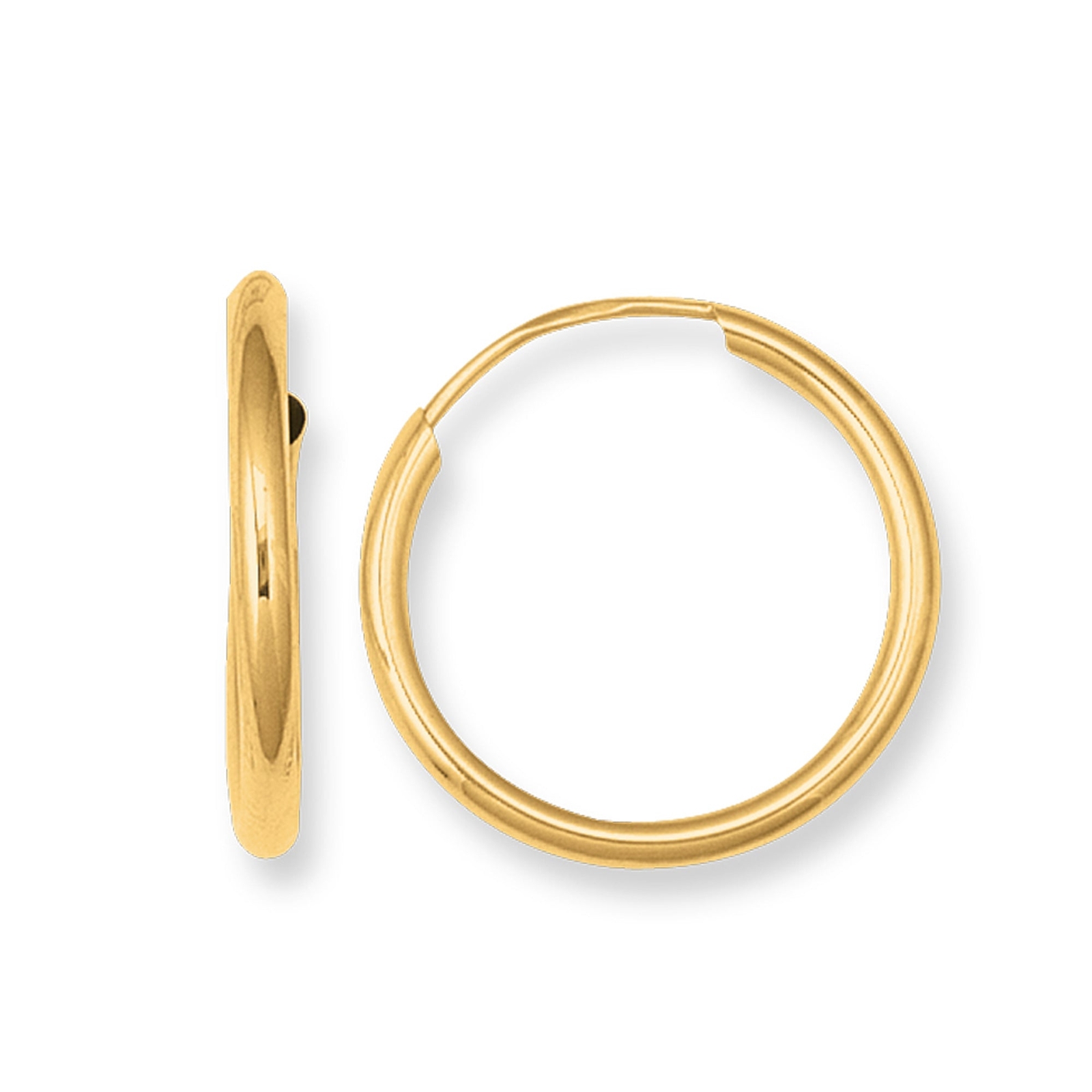 14K Rose Gold Endless Round Hoop Earrings, 10mm