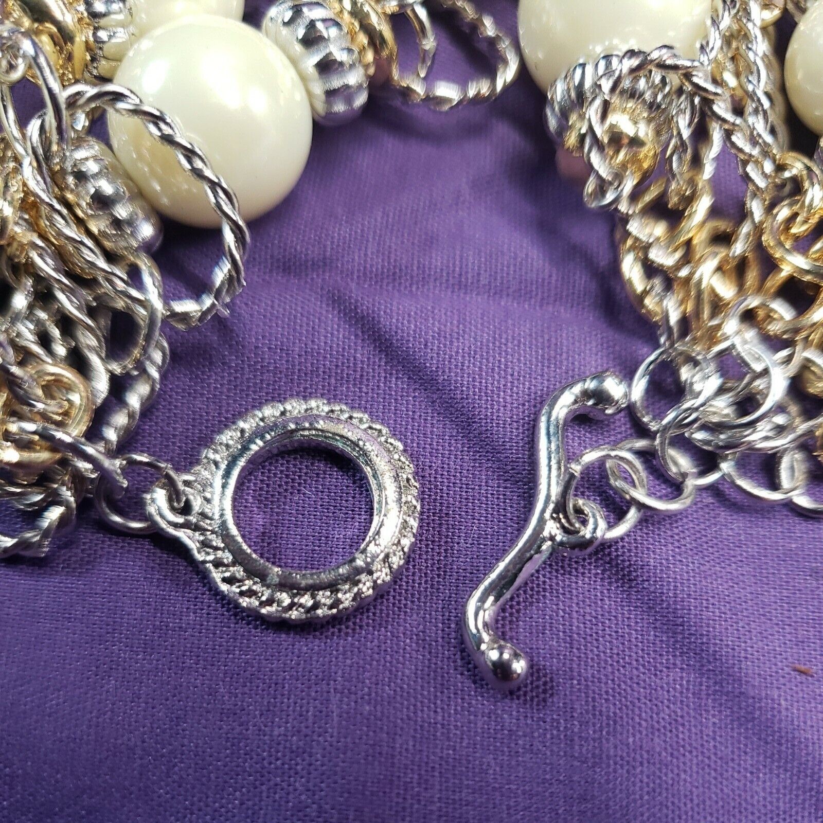 Bijoux Stella Multistrand Mixed Metals Faux Pearl Bracelet, NWT