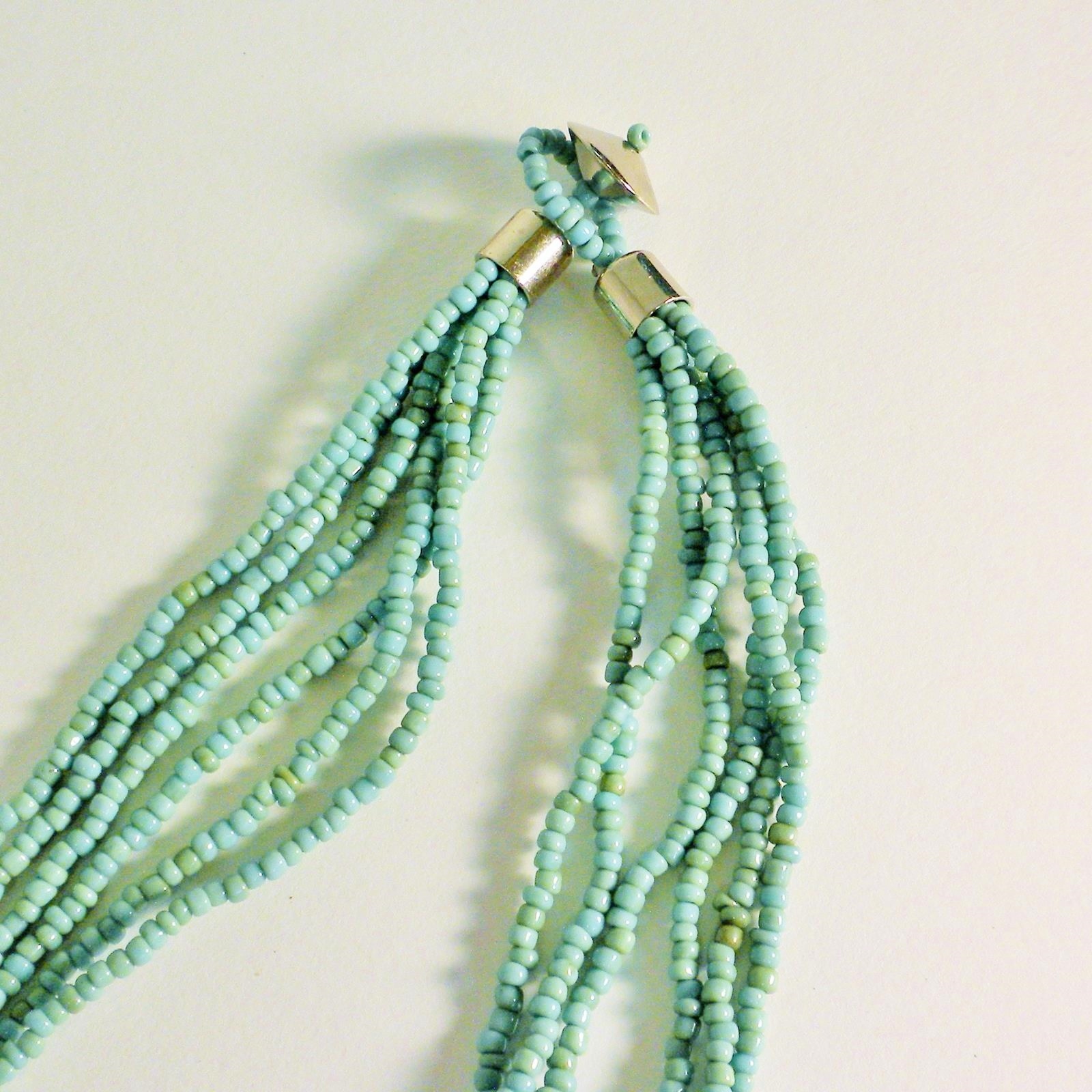 20″ Short Handmade Multi-Strand Silvertone Seed Bead Roxie Necklace