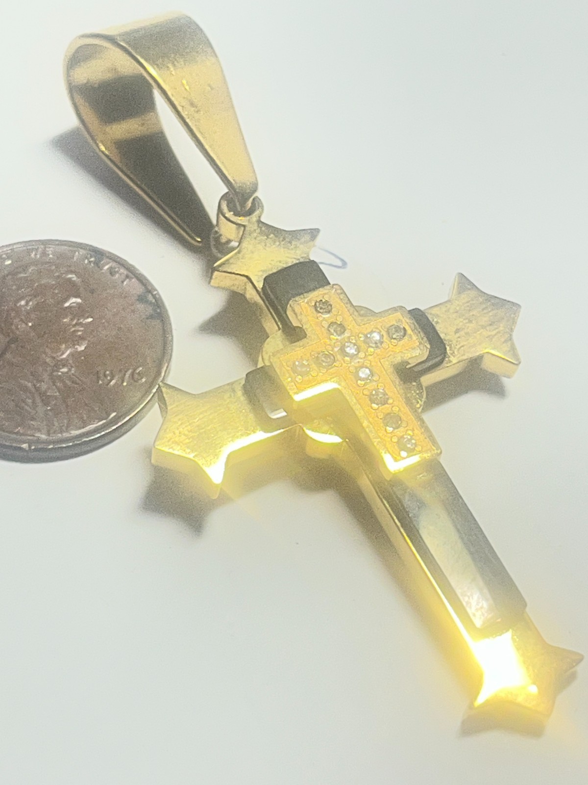 stainless steel cross pendant,gold/black color,45mm x 30