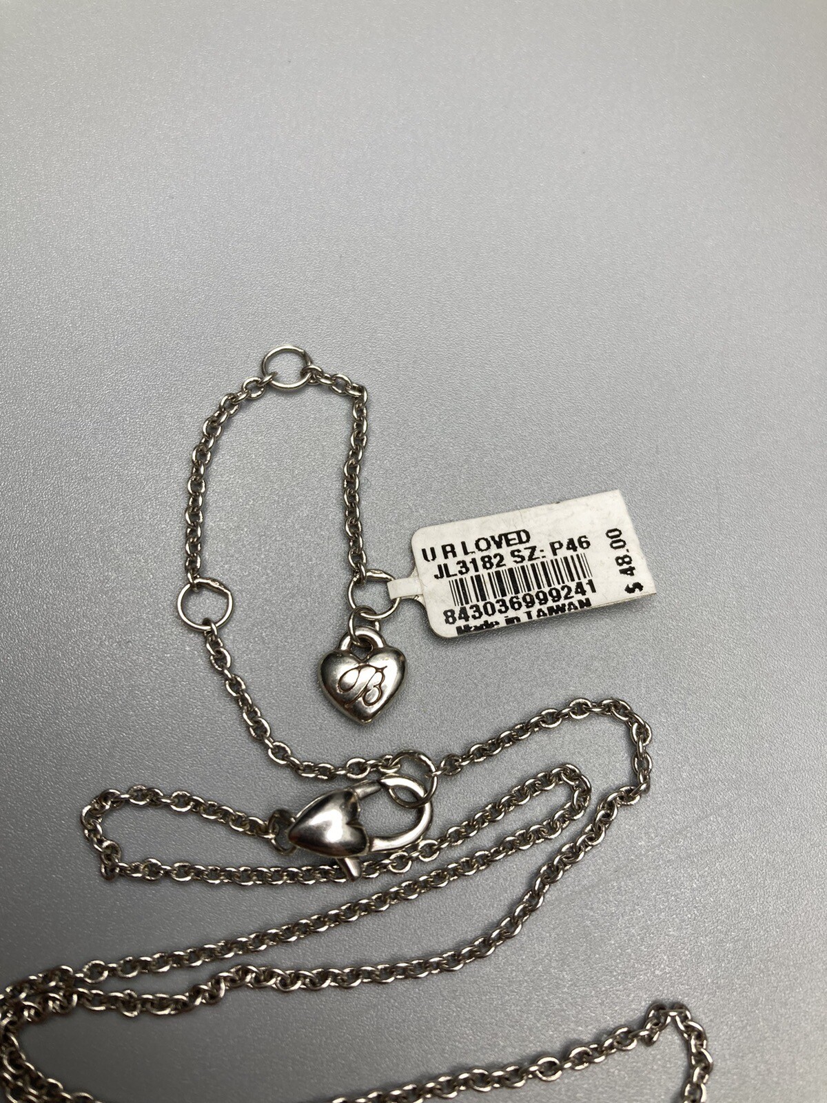 Brighton Necklace UR LOVED HEART Rounded Clear Crystal 16-19 in Adj NWT Gift