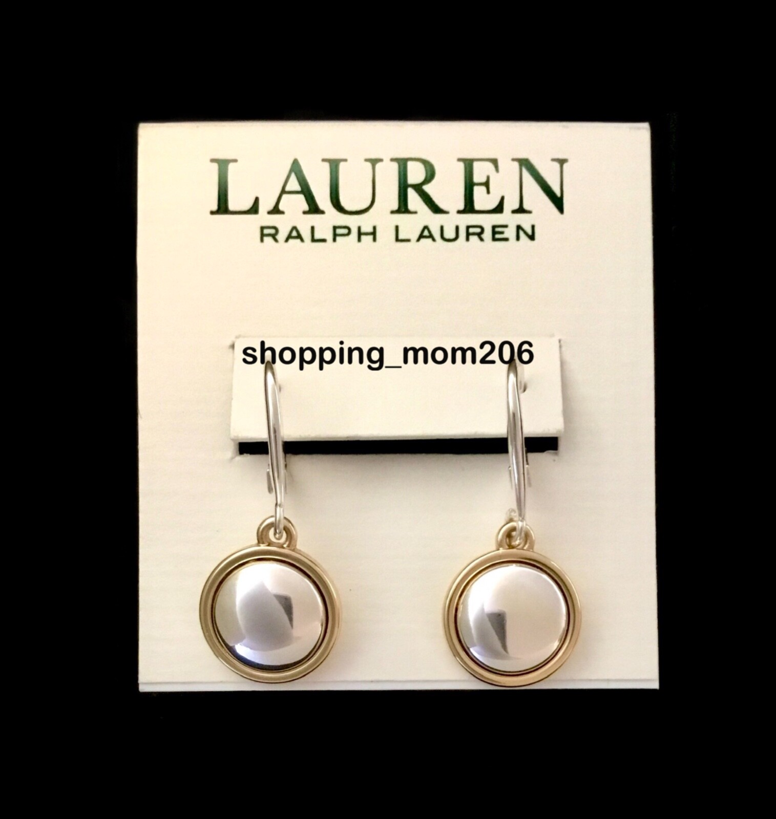 Lauren Ralph Lauren Two Tone Button Drop Earrings