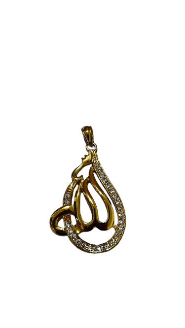 Allah Arabic Calligraphy Pendant Gold Tone Rhinestone Islamic Fashion Jewelry 1.