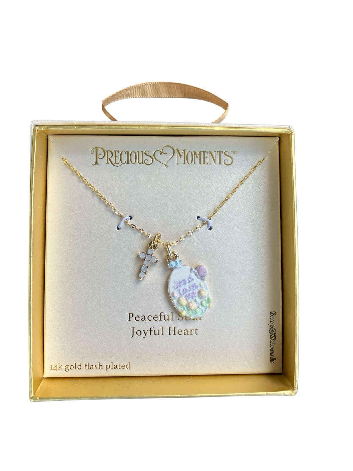 Precious Moments 14k Gold Flash Plated “Jesus Loves Me” Pendant Necklace