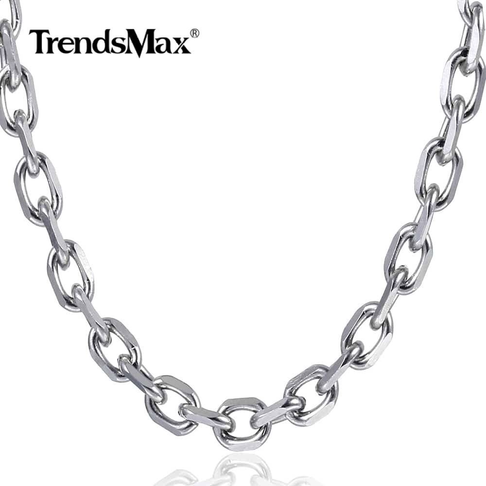10mm Heavy Mens Cable Rolo Link Silver Stainless Steel Necklace Chain Link