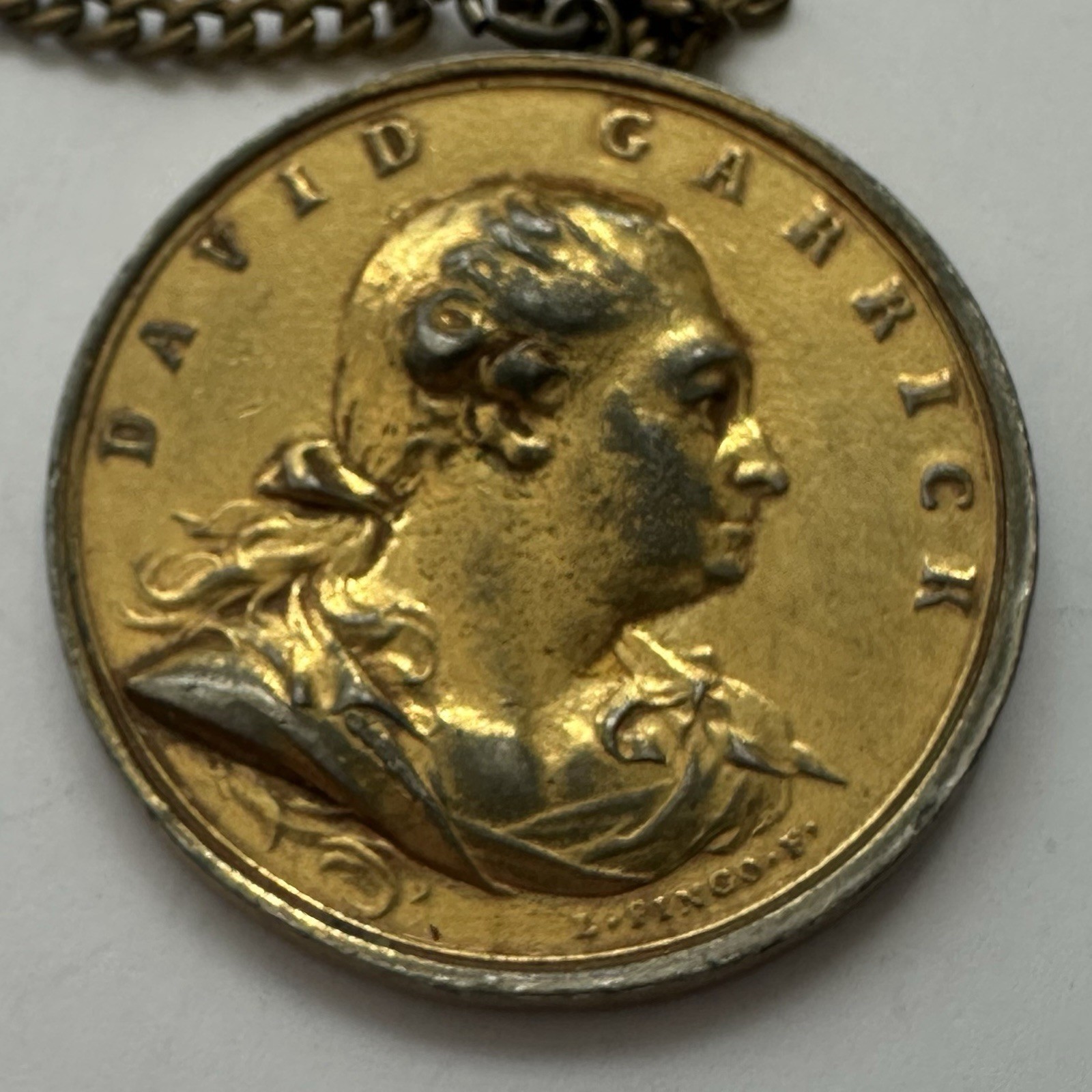David Garrick (1717-1779) Hamlet Actor British Theatre Medal Coin Pendant Chain
