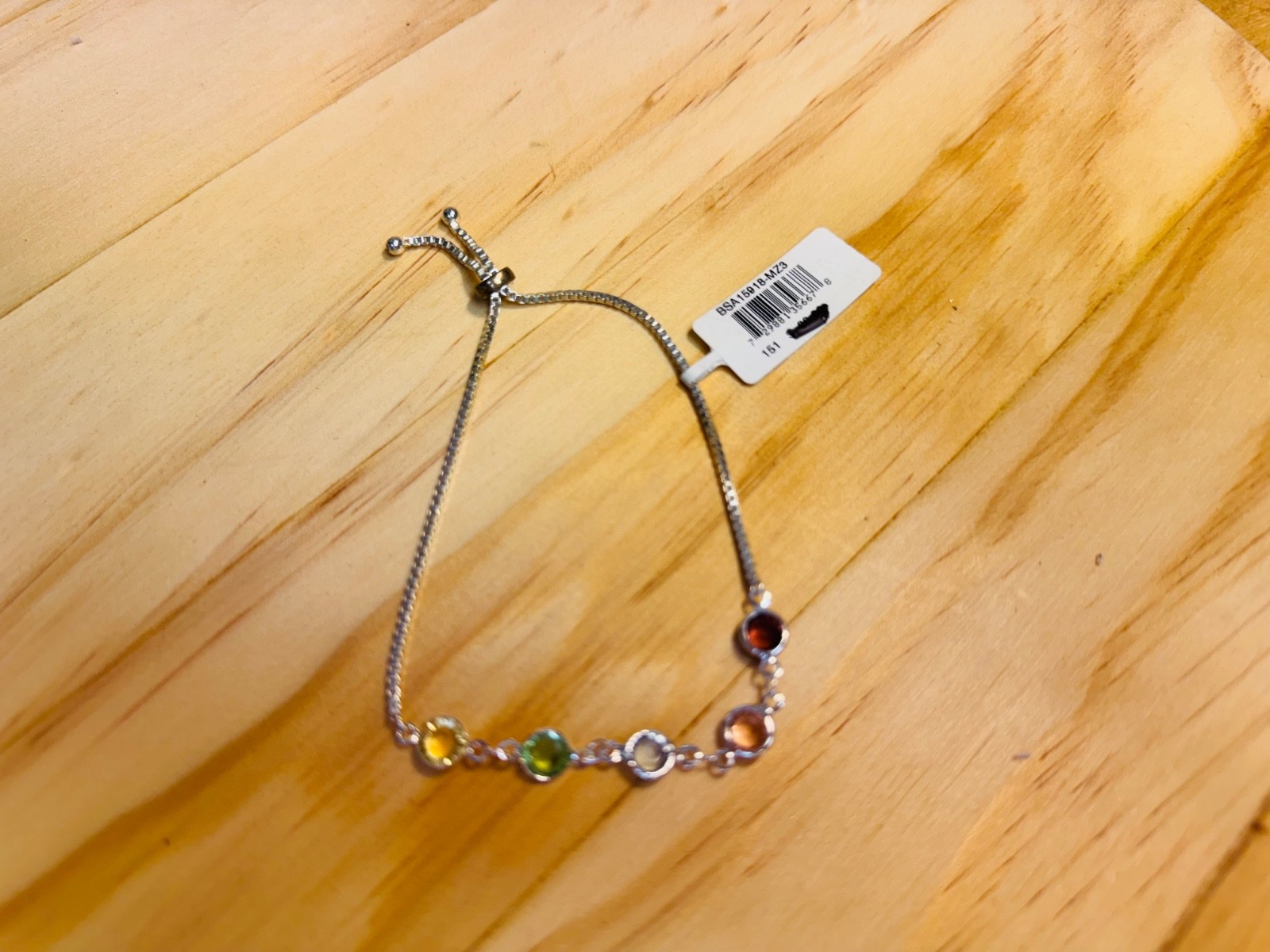 Fine SilverPlated 5 gemstone bracelet Adjustable up to 10″