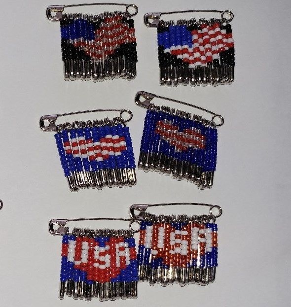 Unique Patriotic and Flag Safety Pin Brooch