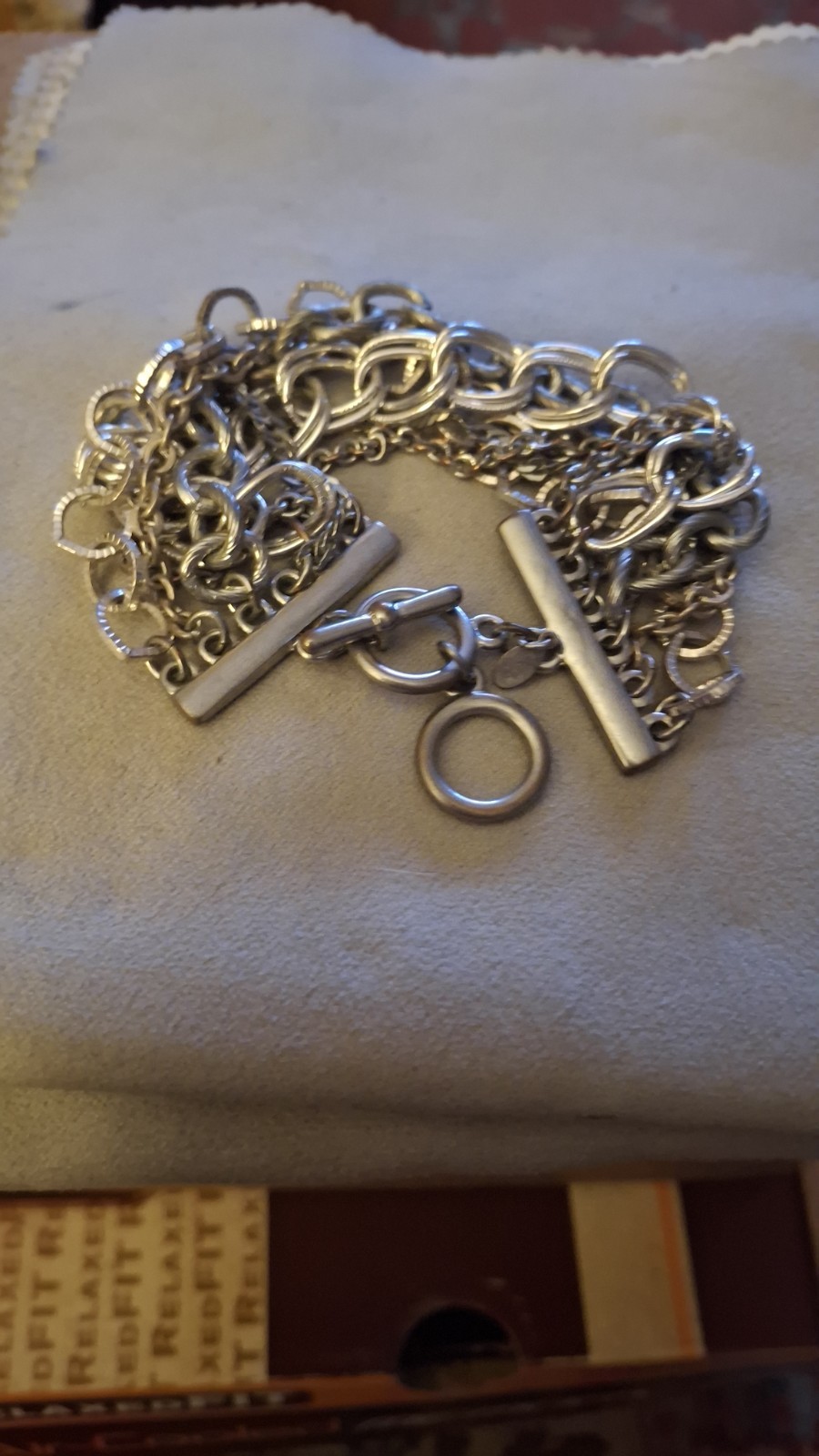 Silvertone Premier Designs Chain Toggle Bracelet 6-Strand Adjustable