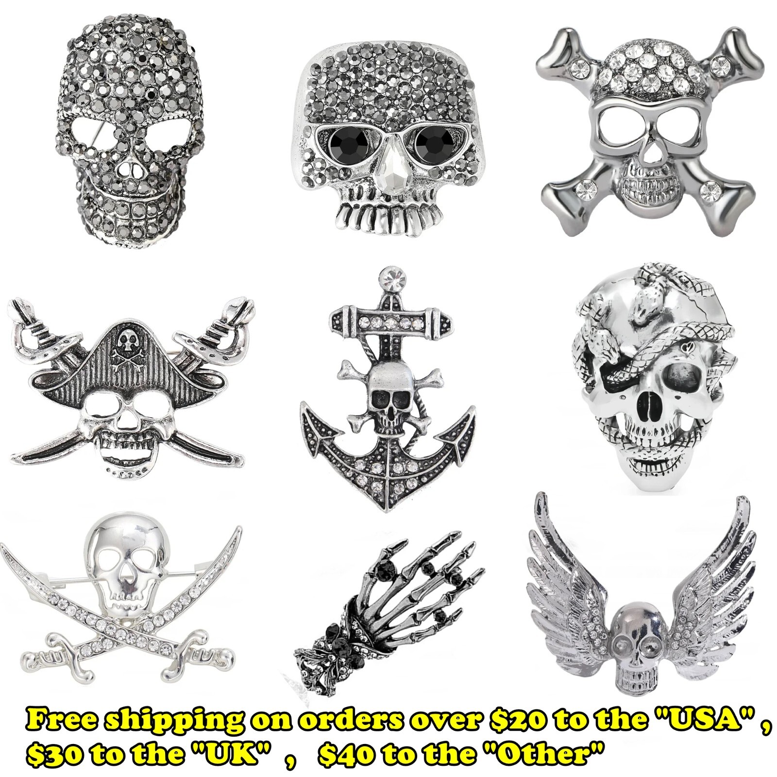 Vintage Skull Brooches Trendy Retro Halloween Arm Skeleton Brain Bone Hot Sale