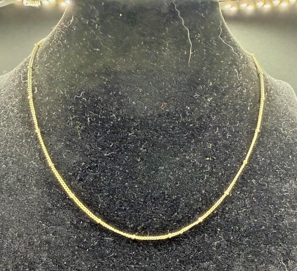 Mooham Necklace Set Gold Tone With CZ Accent And Dainty Chain. New In Box