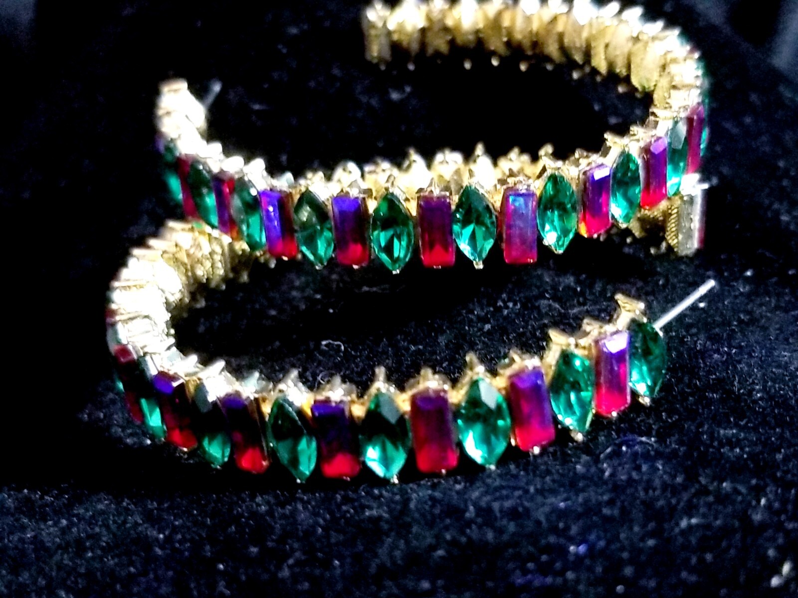 Chandelier Rhinestone Crystal Pageant Bridal Earrings Colorful Hoops 2.2 inch