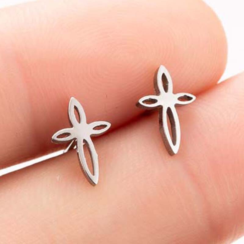 2pairs stainless steel Cross earrings, 4 colors Jewelry Wholesale FJS111-181