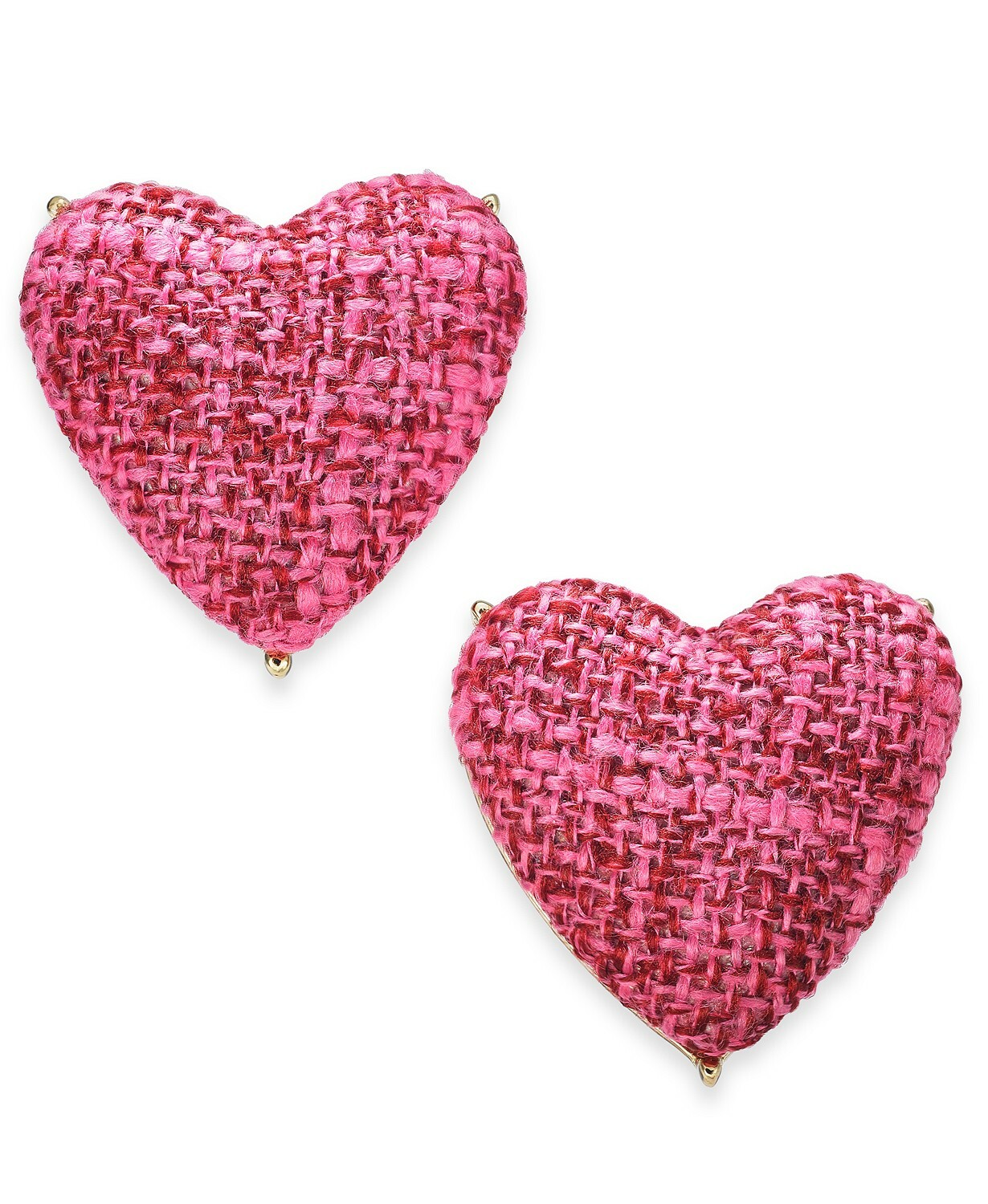 INC International Concepts Gold-Tone Tweed Heart Stud Women’s Earrings, Pink